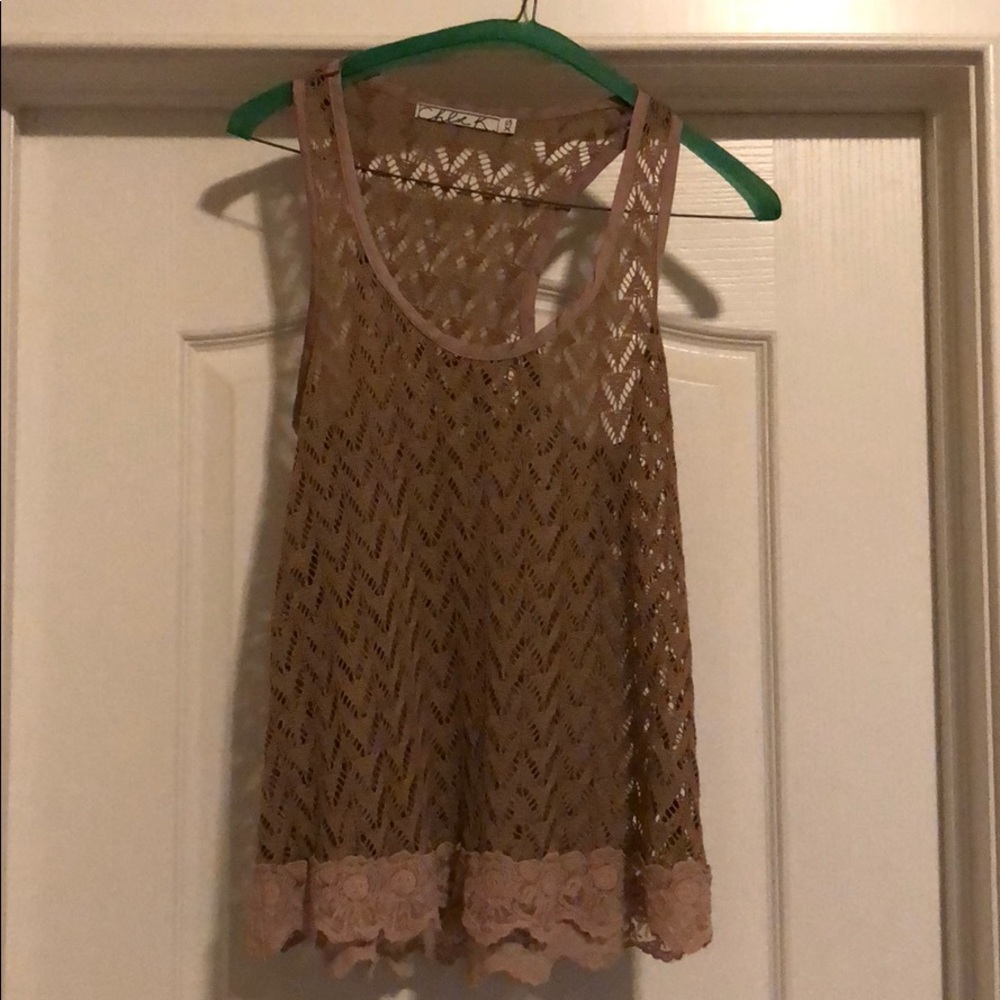 Chloe K brown crochet tank